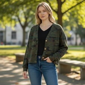 SOCIAL STANDARD by Sanctuary Camouflage Button Cardigan Women‎ M M Grunge Retro